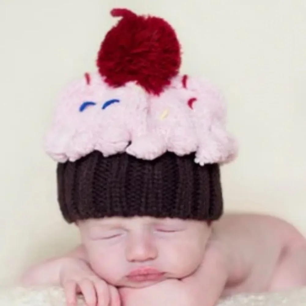 Daisy Baby Girls Pink Cupcake Hat Beanie Birthday 6-12 months NWT